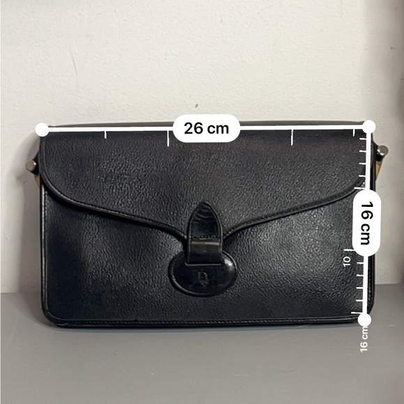 Dior Vintage Crossbody Bag Handbag Purse Black Leather - Made in France - Picture 4 of 13